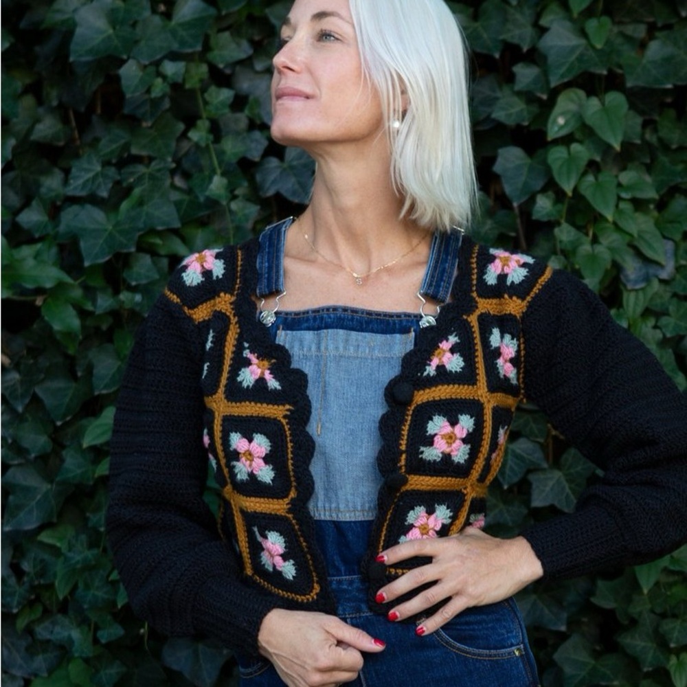 Tach Telma black crochet cardigan size XS